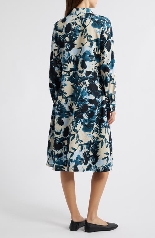 Masai Copenhagen Nadia Long Sleeve Button Front Dress In Reflect Pond