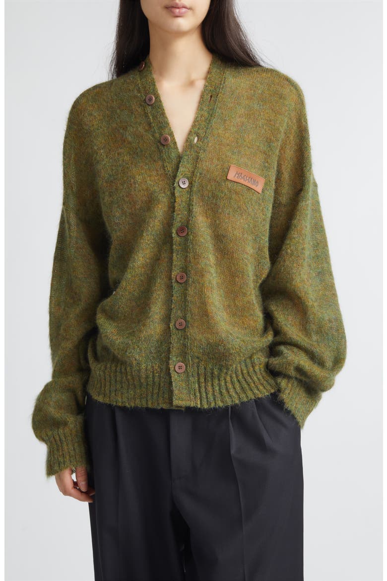 Mélange Mohair & Wool Cardigan, Main, color, GREEN