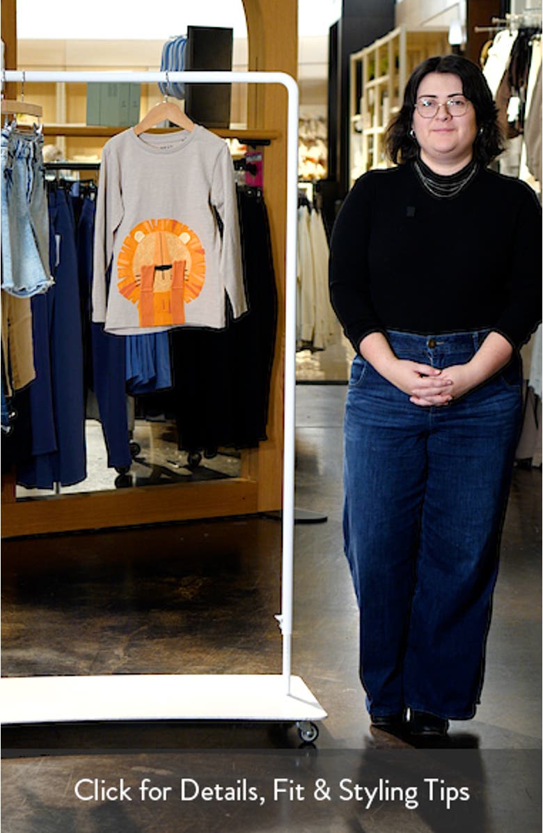 Kids' Peekaboo Lion Appliqué Long Sleeve Cotton T-Shirt, sales video thumbnail