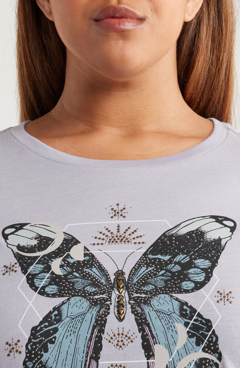 Lucky Brand Celestial Butterfly Embellished Graphic T-Shirt, Alternate, color, Dapple Gray