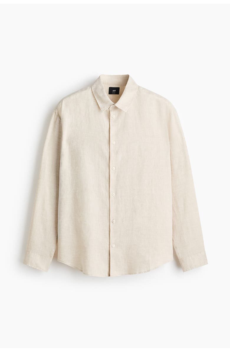 H&M Relaxed-fit linen shirt, Alternate, color, Cream