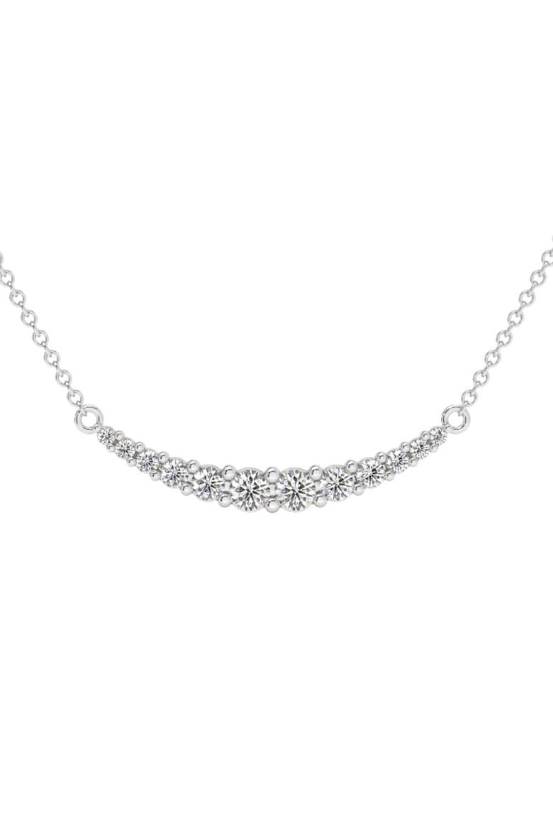 1/2Ct TW Diamond Graduated Bar Necklace 14k Gold Lab Grown Pendant 28mm, Main, color, 14k White Gold