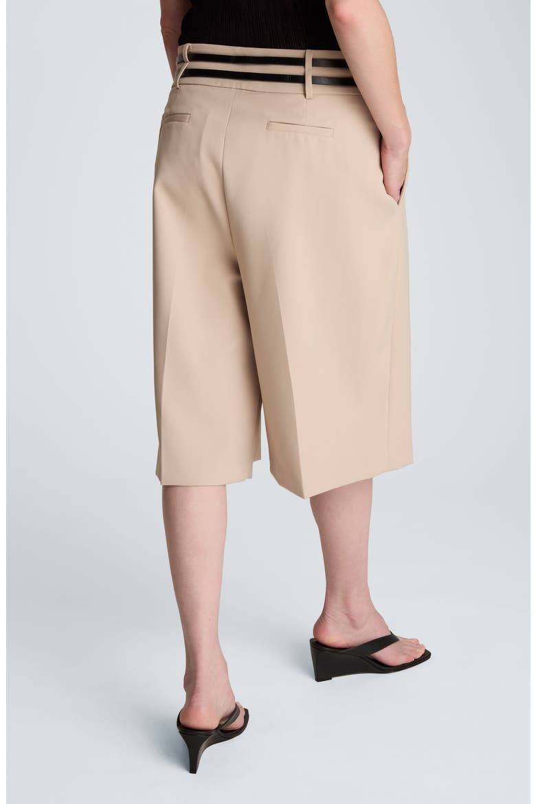 Belted Pleated Bermuda Shorts, Alternate, color, TIMELESS TAUPE