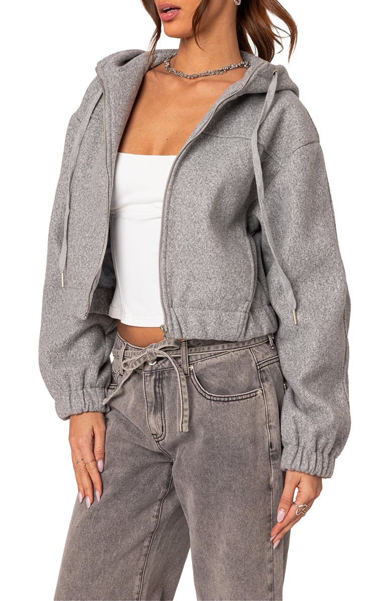 EDIKTED Textured Crop Hooded Jacket, Alternate, color, 