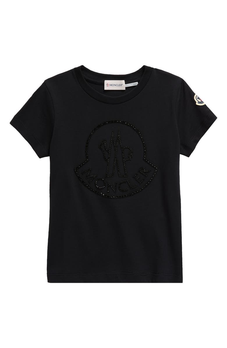 Moncler Kids' Crystal Embellished Cotton Logo T-Shirt, Main, color, 