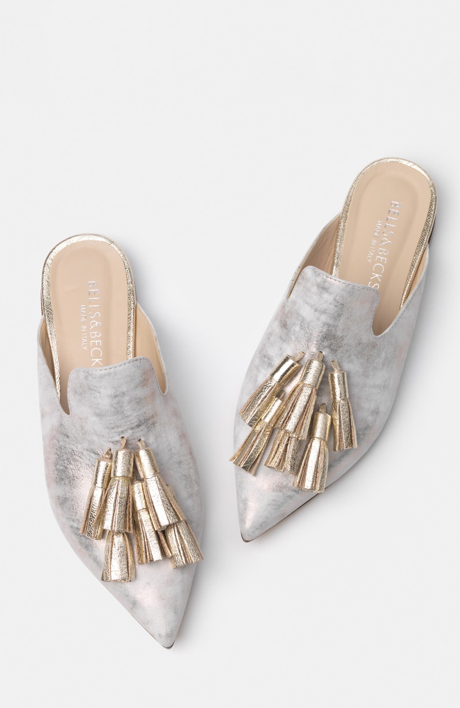 BELLS & BECKS Mirella Pointy Toe Tassel Mule, Alternate, color, Gold