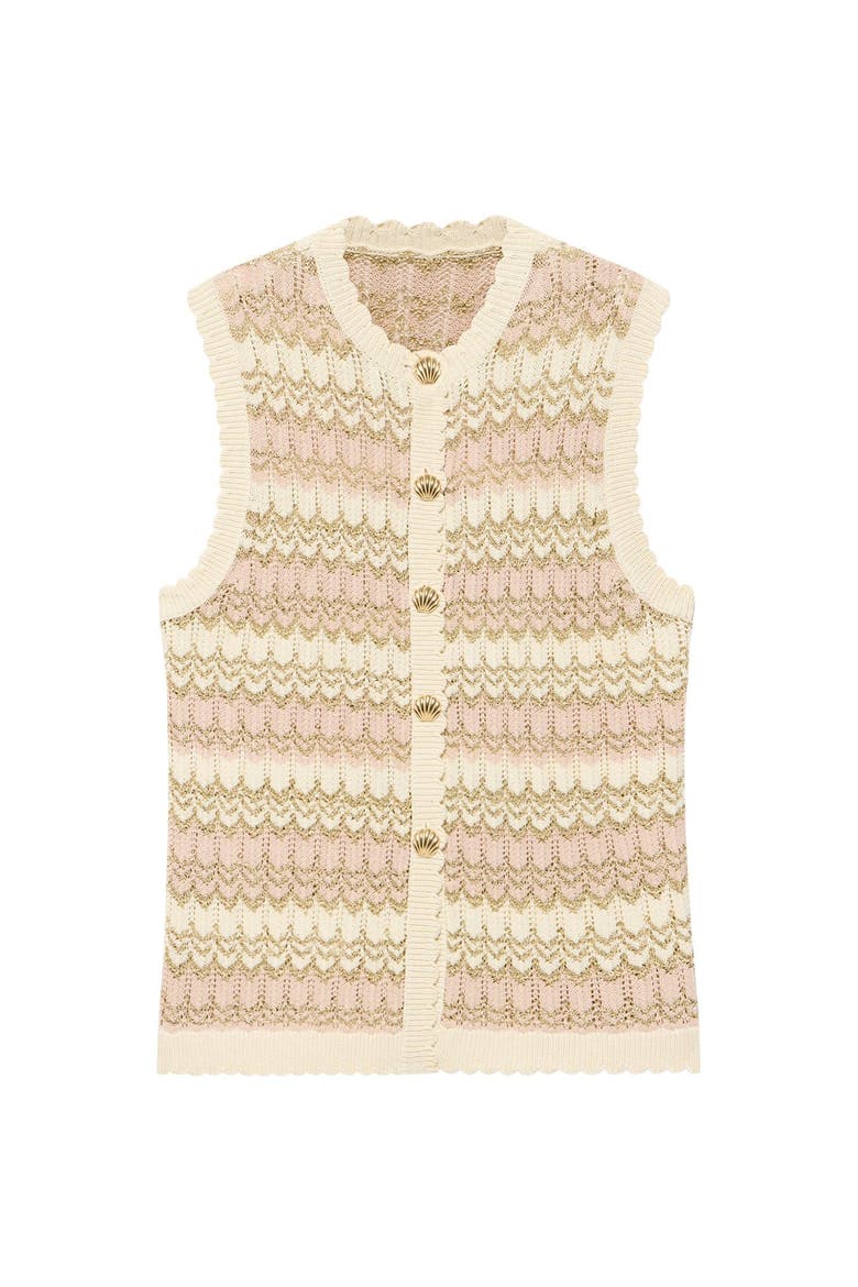 Striped Knit Waistcoat, Alternate, color, Neutral