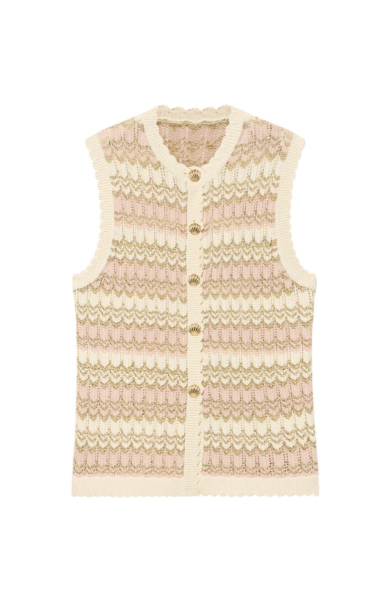 MINT VELVET Striped Knit Waistcoat, Alternate, color, Neutral