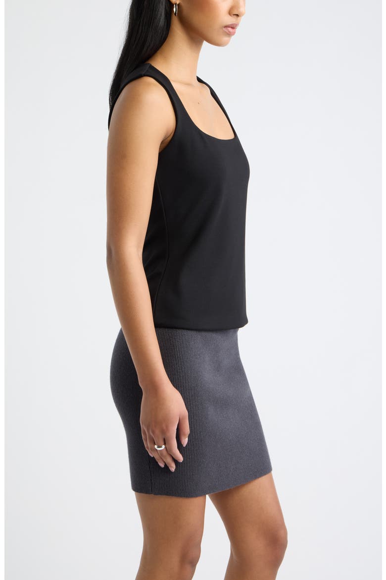 Square Neck Ponte Top, Alternate, color, BLACK