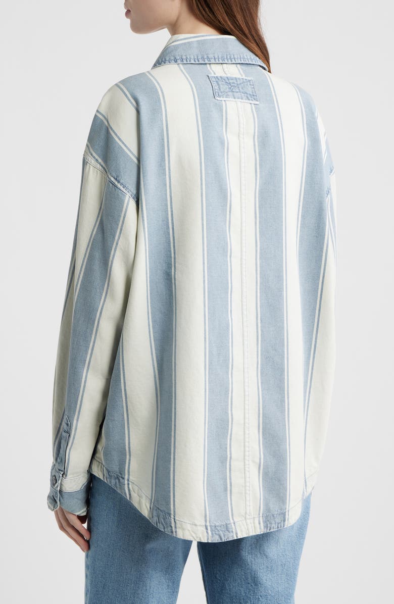 Free People Crossroads Stripe Button-Up Shirt, Alternate, color, Indigo Combo