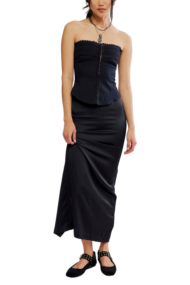 Nikki Lace Detail Strapless Corset, Alternate, color, BLACK