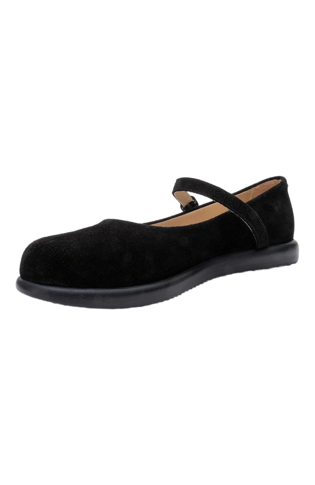 Forever 
Always Shoes ANISA Leather Strap Flat, Alternate, color, Black Leather