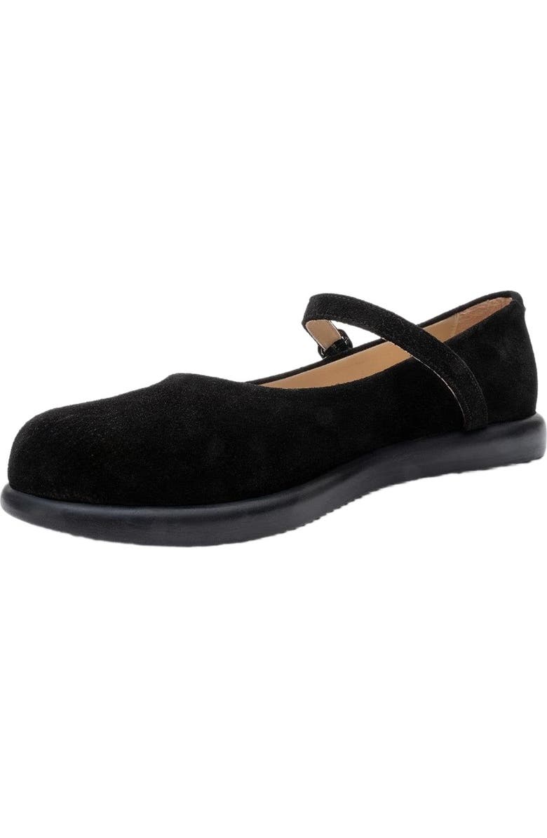 Forever & Always Shoes ANISA Leather Strap Flat, Alternate, color, Black Leather