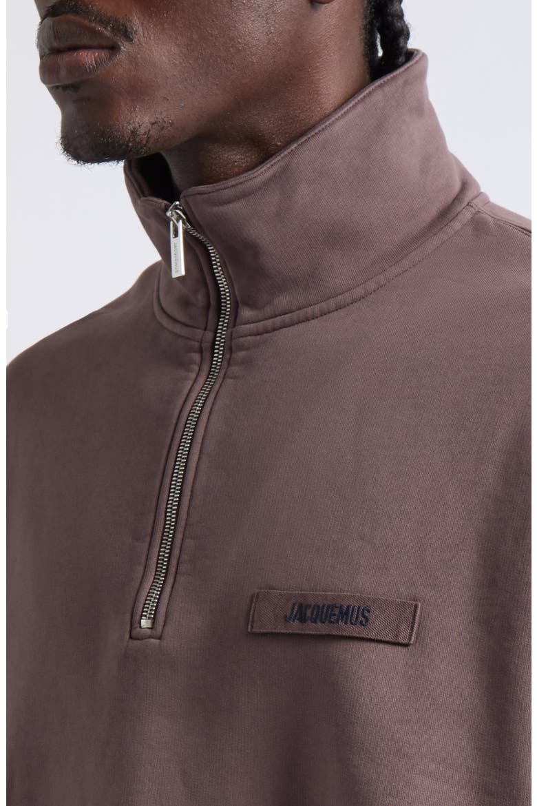 Le Camionneur Gros Grain Half Zip Fleece Sweatshirt, Alternate, color, BROWN