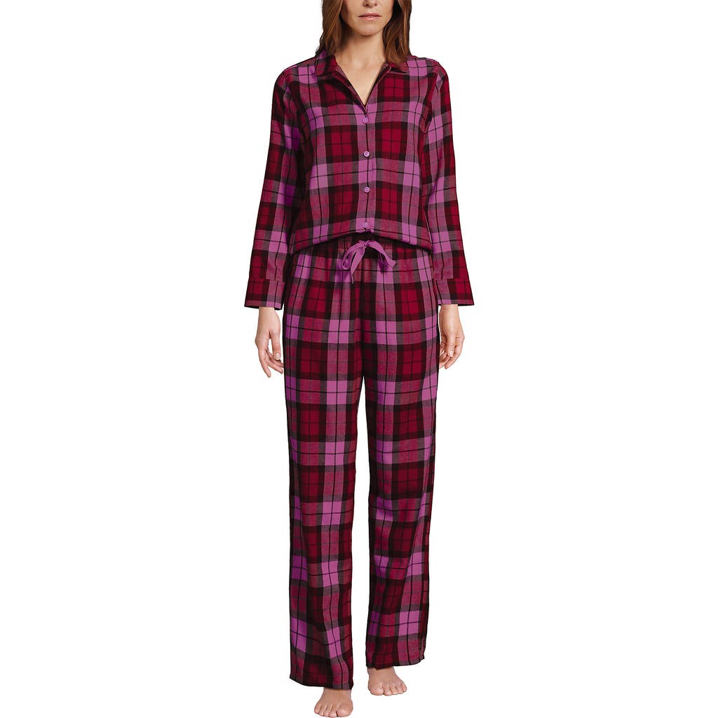 Lands' End Flannel 2 Piece Pajama Set In Multi