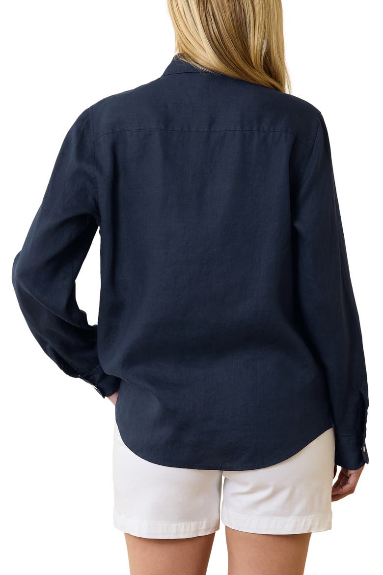 Coastalina Linen Button-Up Shirt, Alternate, color, COASTLINE