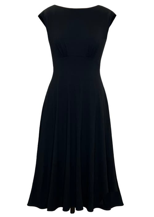 Alie Street London Luna Boat Neck Sleeveless Midi Dress In Black