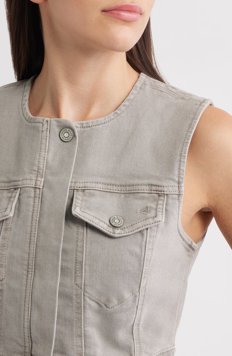 HIDDEN JEANS Crop Denim Trucker Vest, Alternate, color, Gravel