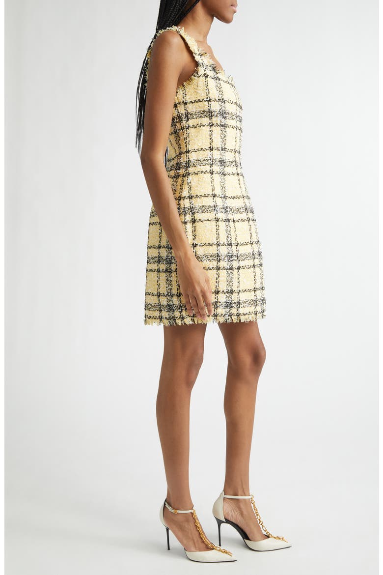 Check Glitter Tweed Minidress, Alternate, color, YELLOW