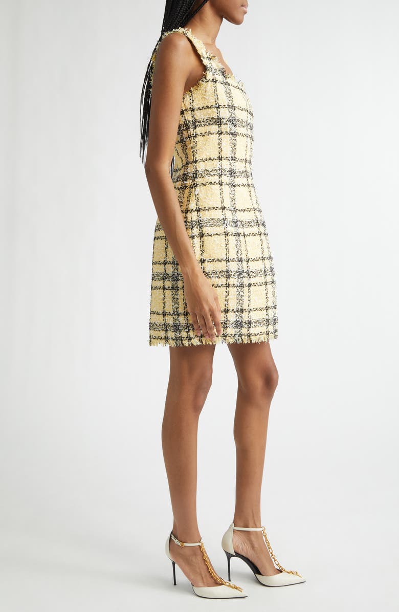 Balmain Check Glitter Tweed Minidress, Alternate, color, Yellow