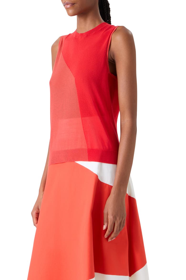 High Plains Colorblock Cotton & Silk Blend Sweater Tank, Alternate, color, VERMILLION