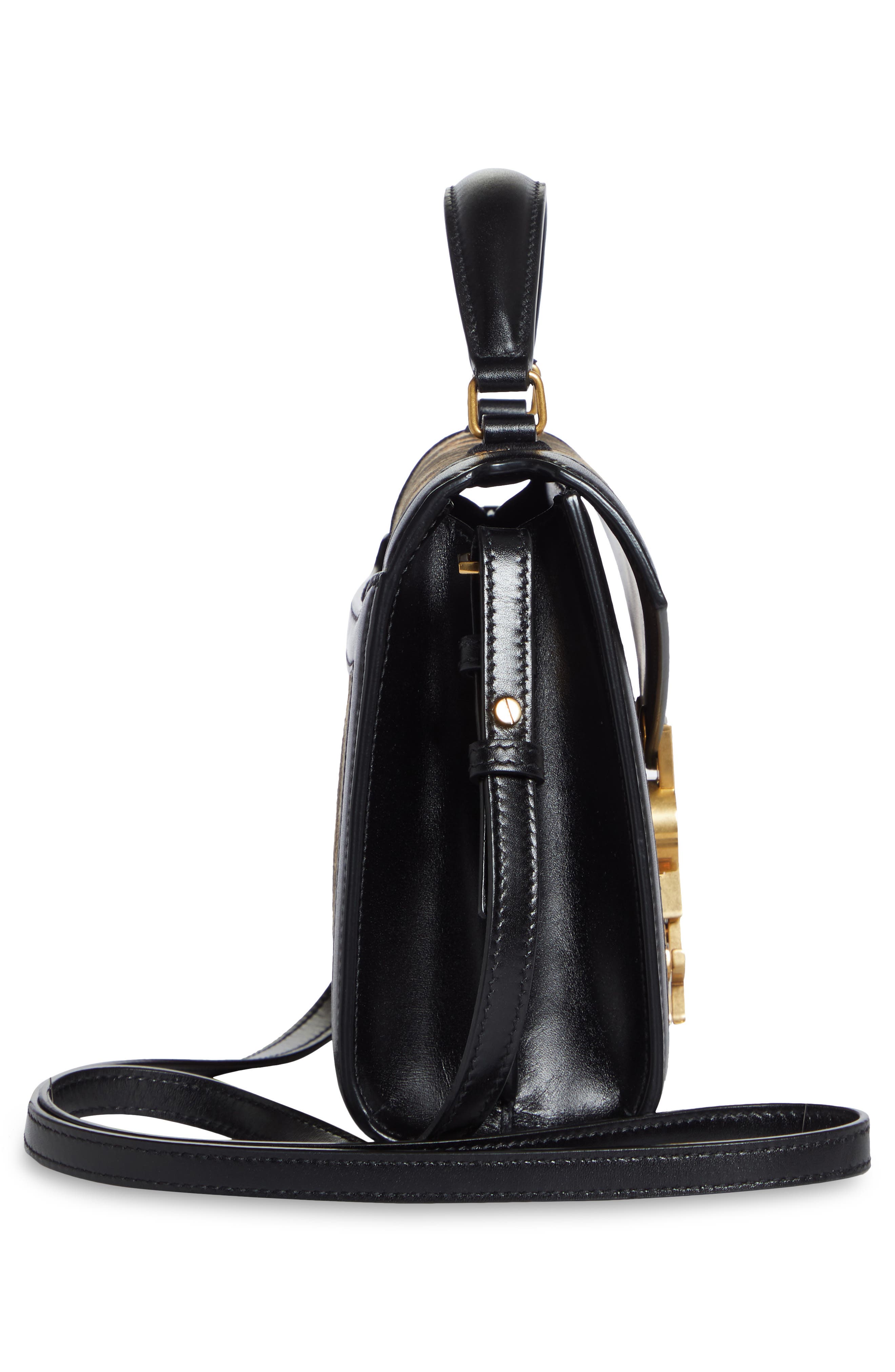 Saint Laurent Mini Cassandra Leopard Print Canvas Top Handle Bag, Alternate, color, 