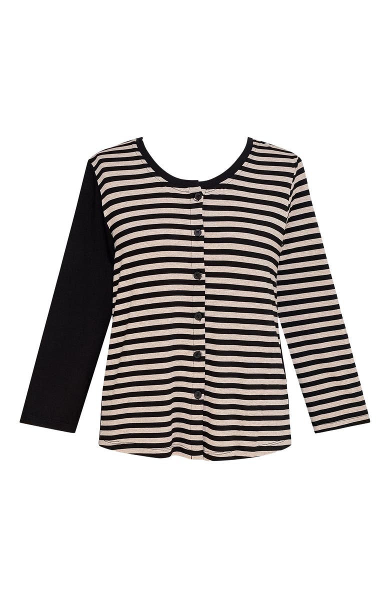 Alembika Striped viscose jersey cardigan, Alternate, color, 