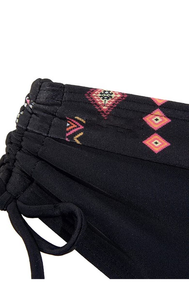 LASCANA Women's Side Tie Mid Rise Bikini Bottom, Alternate, color, Black Printed