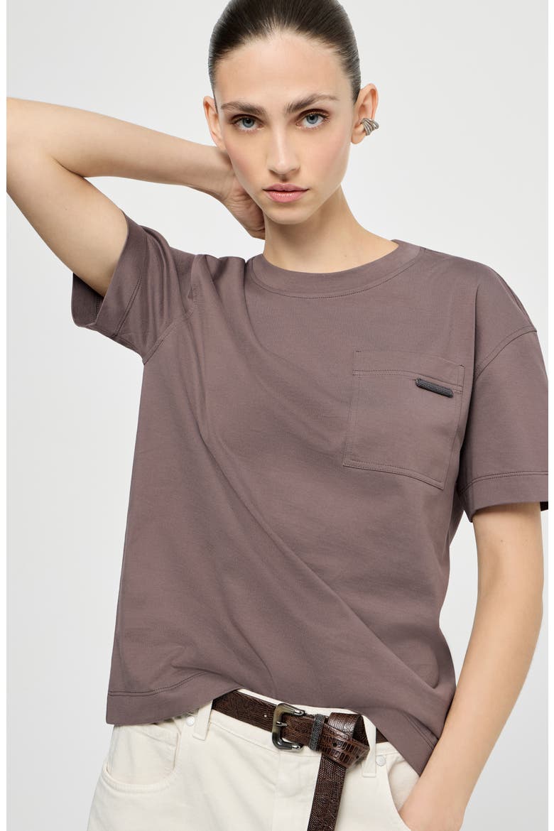 Cotton jersey T-shirt, Alternate, color, Brown