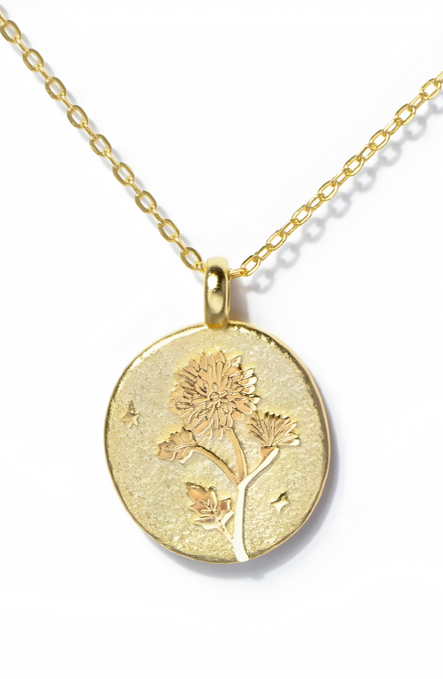 Little Sky Stone Birth Flower Necklace In Chrysanthemum/november
