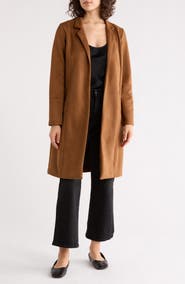 Renee C Faux Suede Longline Coat