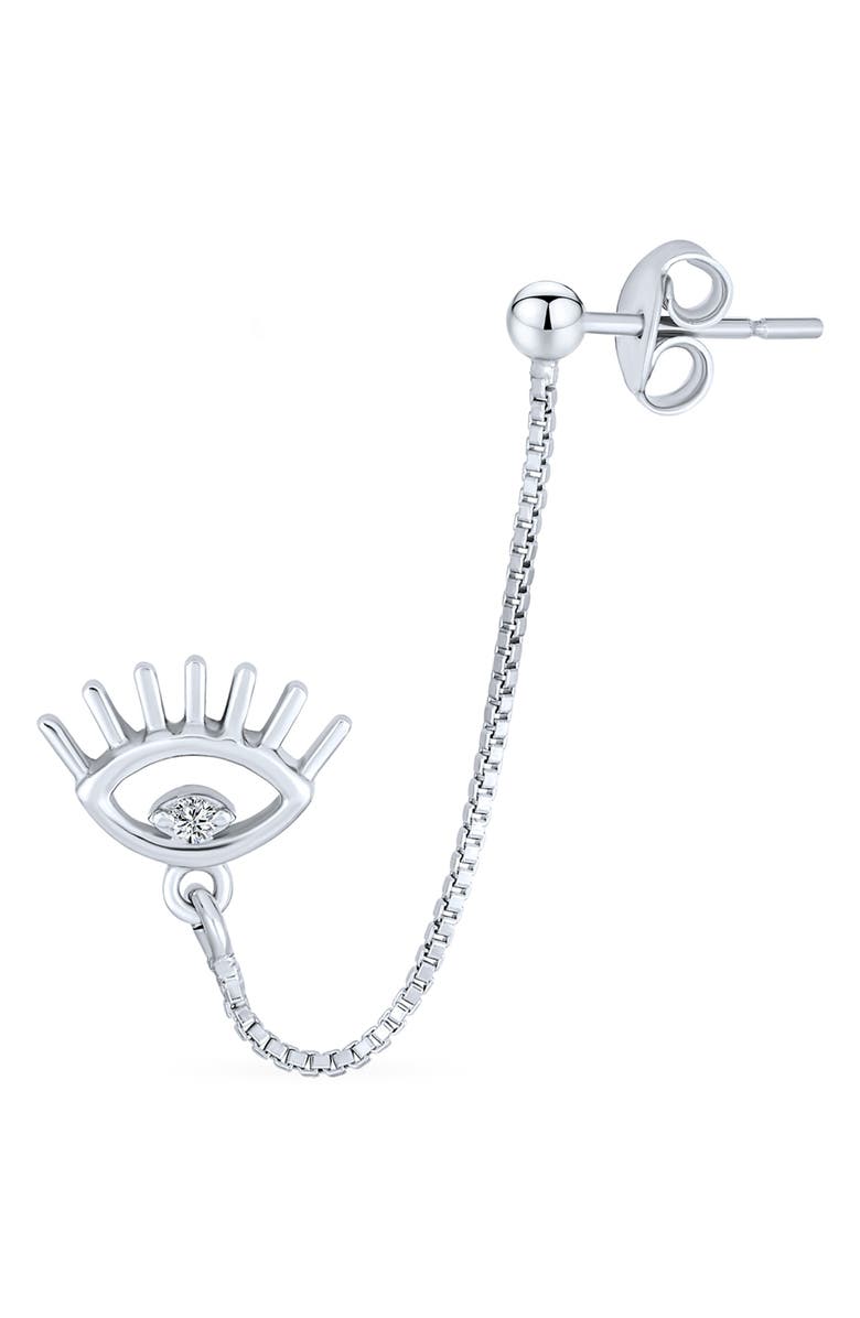 BLING JEWELRY Sterling Silver CZ Draped Double Piercing Earring, Alternate, color, 