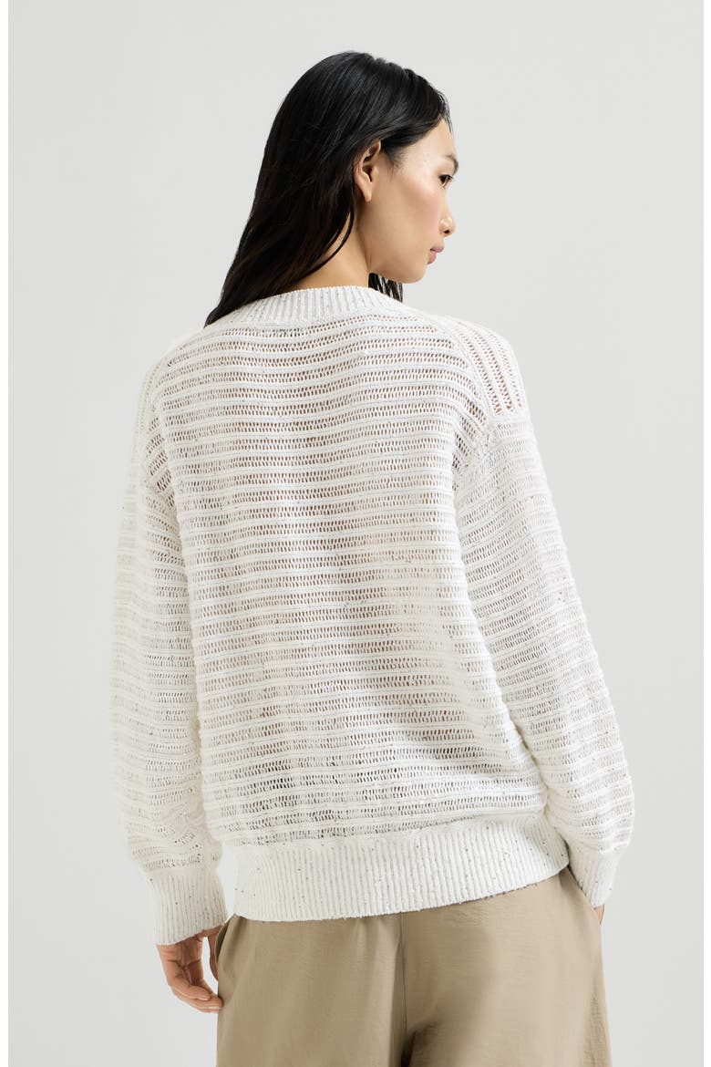 Sweater with openwork stripes, Alternate, color, White
