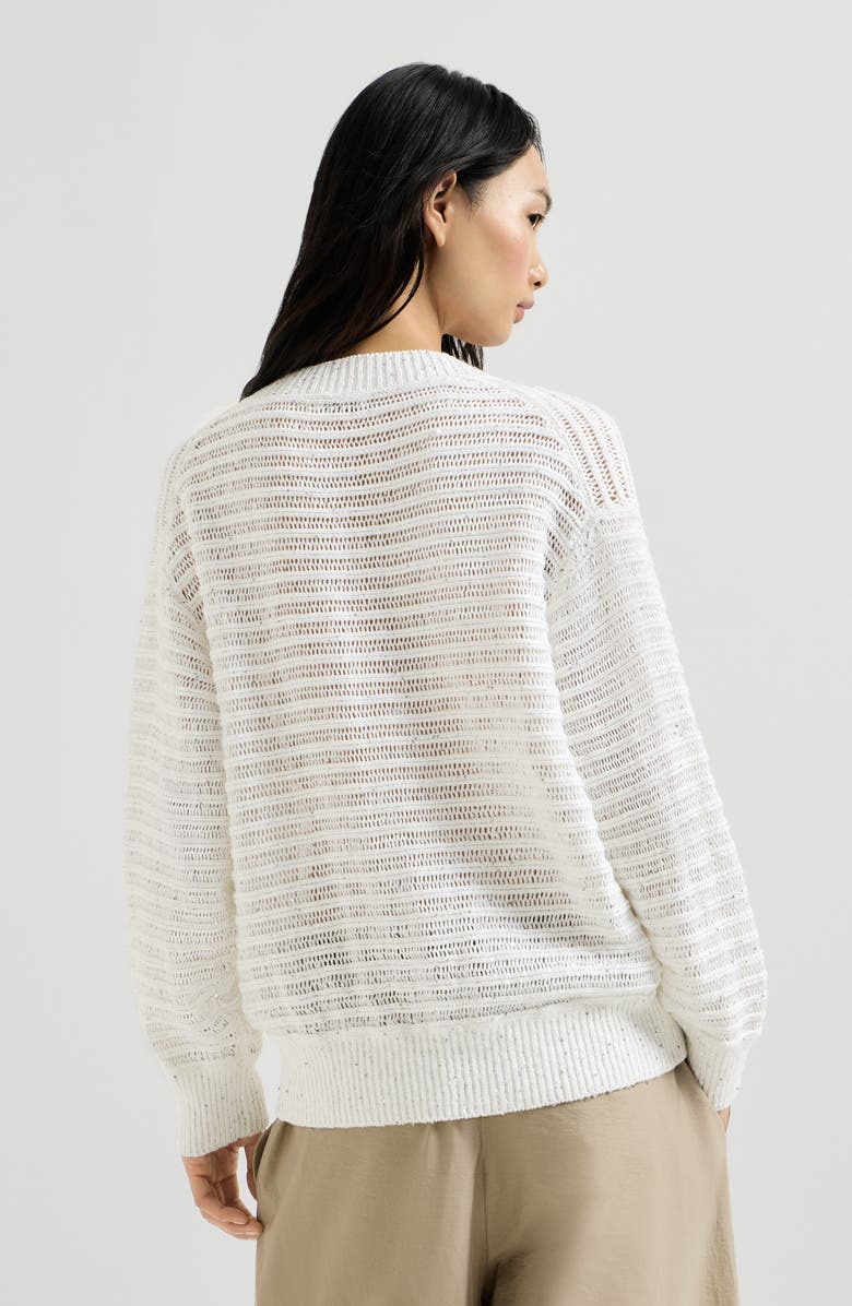 Brunello Cucinelli Sweater with openwork stripes, Alternate, color, White