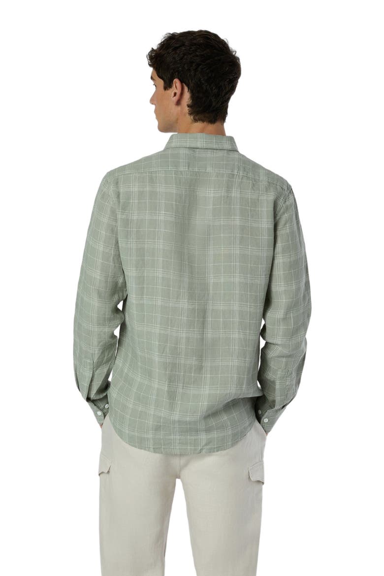 Linen Long Sleeve Shirt, Alternate, color, MUSTY GREEN/WHT