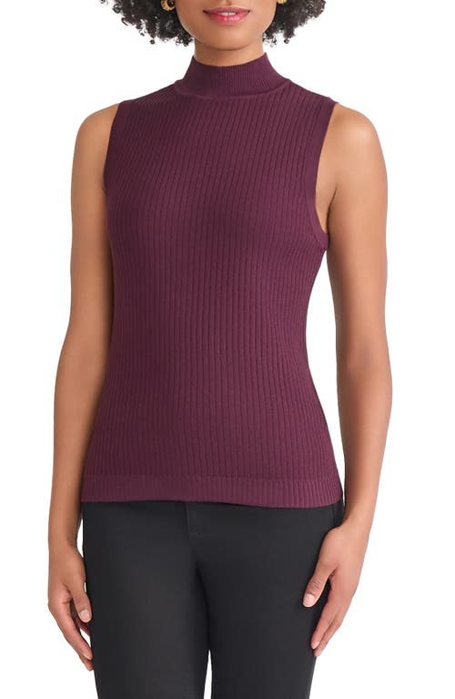 Jones New York Rib Sleeveless Turtleneck Sweater In Purple
