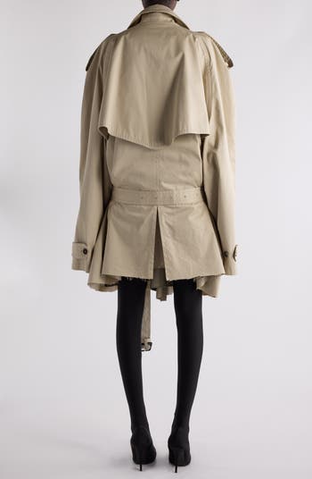 Balenciaga Raw Edge Cotton Crop Trench Coat | Nordstrom