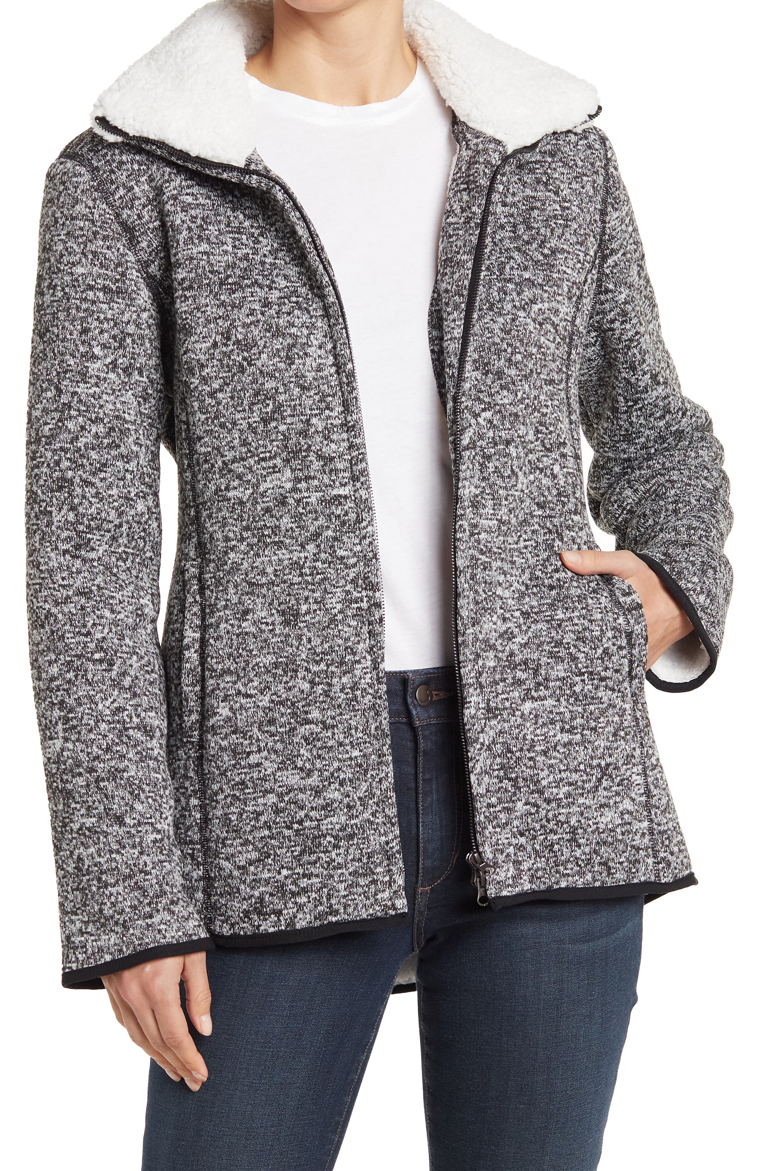 Ookie and LaLa Faux Shearling Lined Sweater Jacket