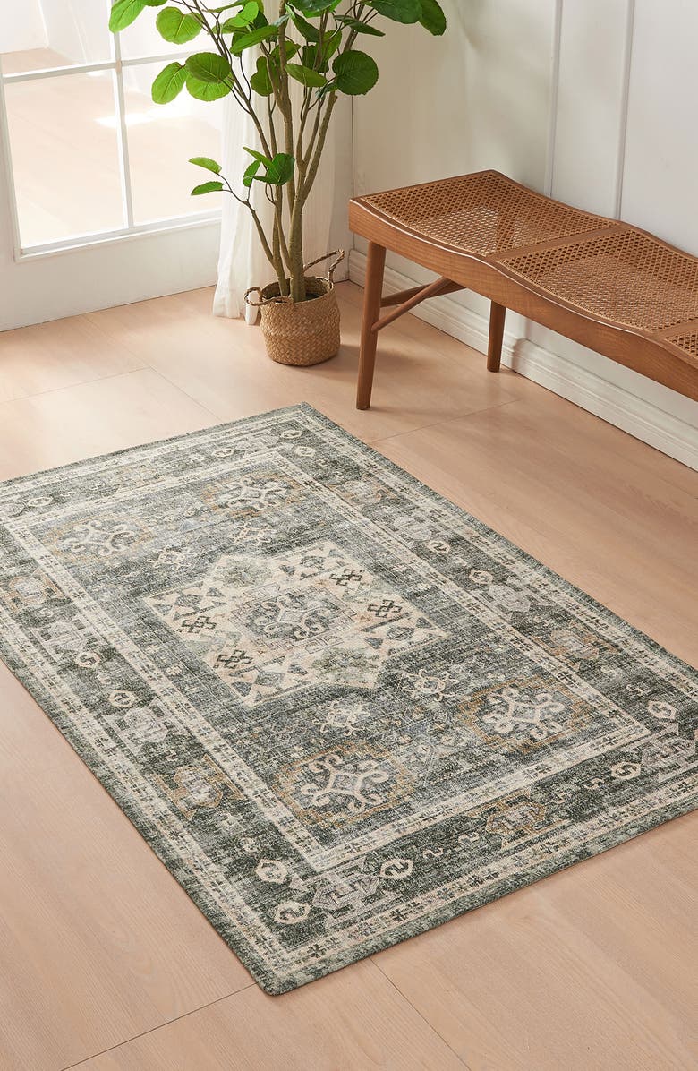 Woven & Weft Medallion Machine-Washable Rug, Alternate, color,