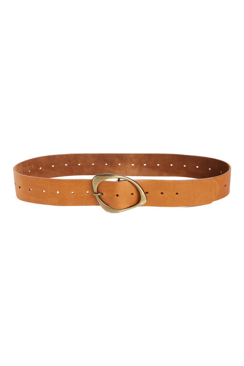 Luxe Leather Belt, Main, color, COGNAC