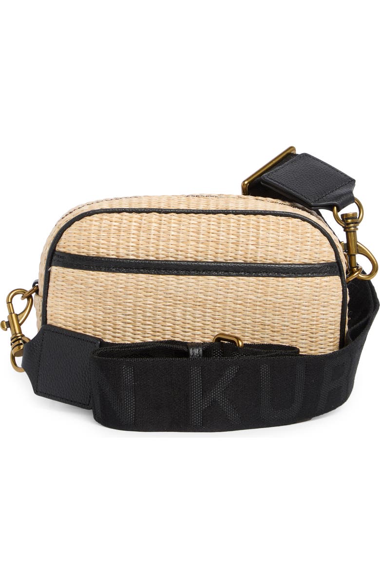 Kurt Geiger London Chiswick Raffia Camera Bag, Alternate, color, Tan/ Black Combo