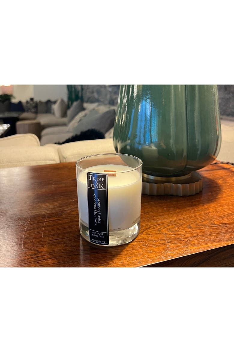 Leather Santal Coconut-Soy Candle, Alternate, color, No Color