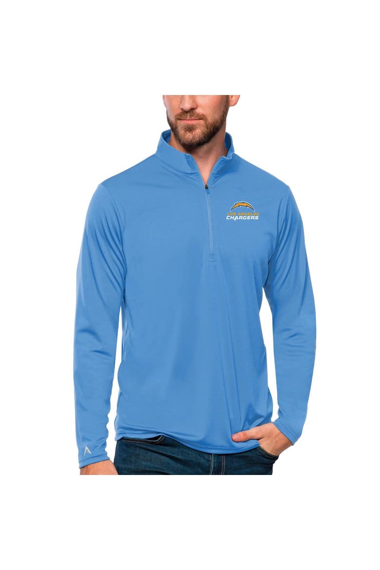 Men's Antigua Powder Blue Los Angeles Chargers Tribute Quarter-Zip Lightweight Pullover Top, Main, color, Powder Blue