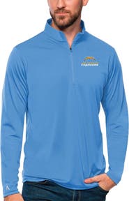 ANTIGUA Men's Antigua Powder Blue Los Angeles Chargers Tribute Quarter-Zip Lightweight Pullover Top