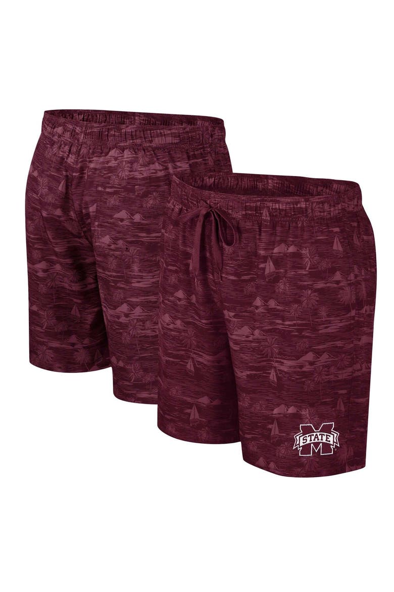 Men's Colosseum Maroon Mississippi State Bulldogs Ozark Swim Shorts, Main, color, Maroon