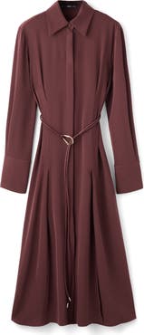 MANGO Long Sleeve Belted Shirtdress