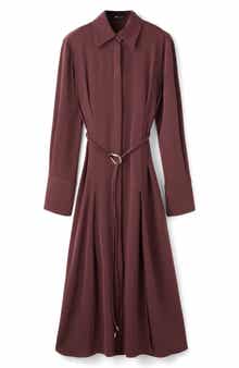 MANGO Long Sleeve Belted Shirtdress