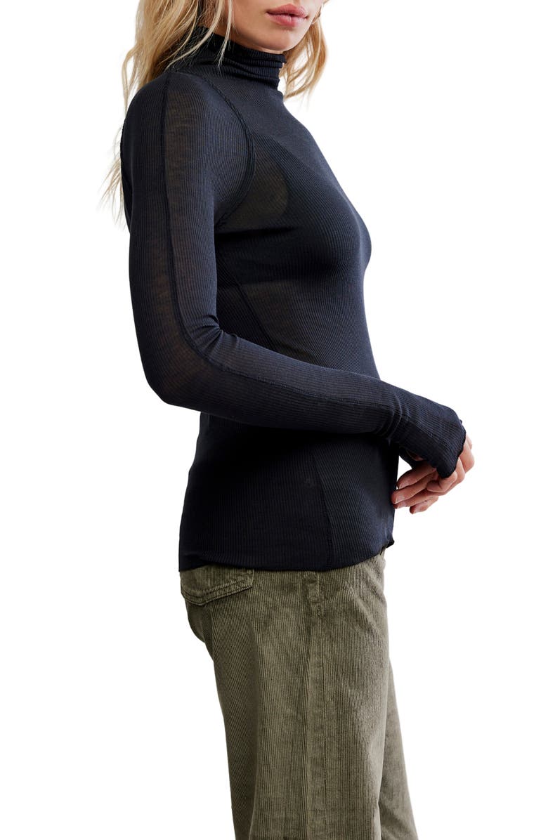 Free People Close to Home Rib Turtleneck Top, Alternate, color, Black