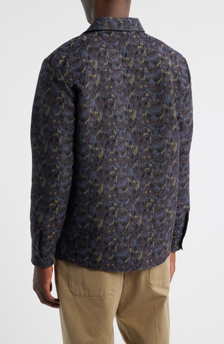 Wax London Whiting Camo Jacquard Recycled Cotton Blend Shirt Jacket, Alternate, color, Navy