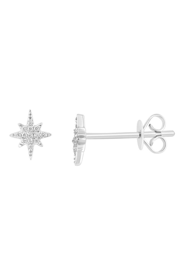 Sterling Silver Pavé Diamond Star Stud Earrings, Alternate, color, SILVER